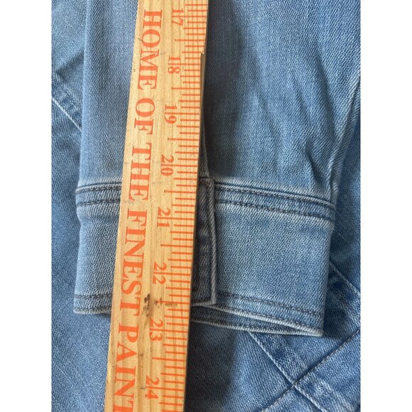 LOGO Lori Goldstein Denim Jacket W/ Frayed Hem & Layered White Shirt Womens 18W - Picture 5 of 8